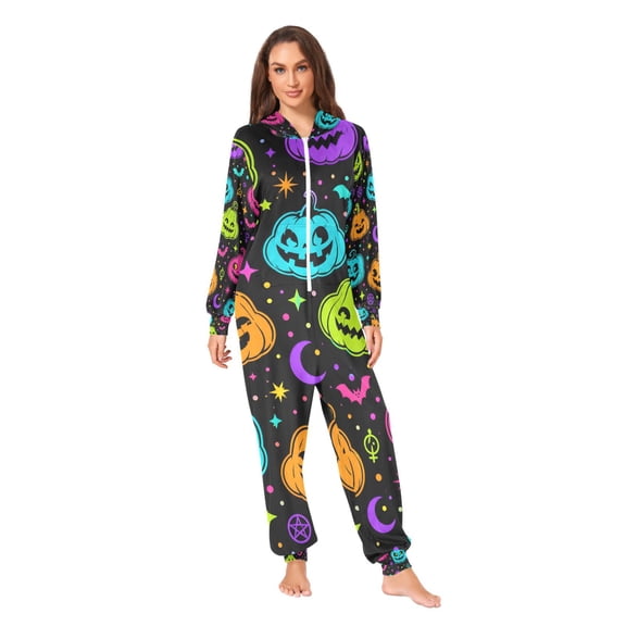 Halloween Pumpkin Adult Unisex Onesie Pajamas One Piece Suit Pjs Sleepwear Jumpsuit