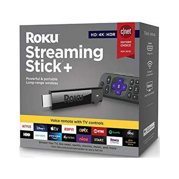 Roku Streaming Stick+ Appareil de Streaming HD/4K/HDR avec Longue Portée Sans Fil et Télécommande Vocale avec Commandes TV