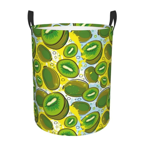 Fotbe Watercolor Kiwi Fruits Summer Cesto de Ropa con Asas, Cesto Impermeable de Gran Capacidad, Bolsa de Lavado para Dormitorio, Cesto de Ropa con Ruedas y Asas-Small
