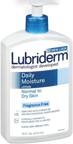 Lubriderm Daily Moisture Lotion for Normal to Dry Skin, Fragrance Free, 16 Ounce (Packaging May Vary)