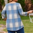 thumbnail image 5 of TQWQT Women's Plus Size Plaid Tunic - 3/4 Sleeve, Round Neck, Soft Fabric, High-Low Hem, Flowy Loose Fit Top for Jeans/Layering L, 5 of 5