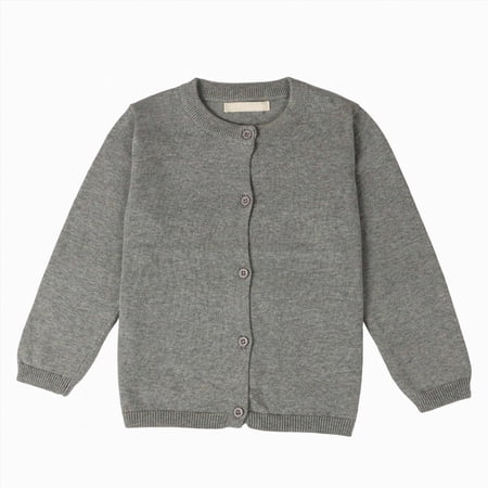 Gibobby Sweater Toddler Boys Girls Crewneck Cardigan Sweaters Long Sleeve 12 Months 2t 3t 4t Kids Button Cotton School Uniform Knit Tops Outwear(18-24 Months Grey)
