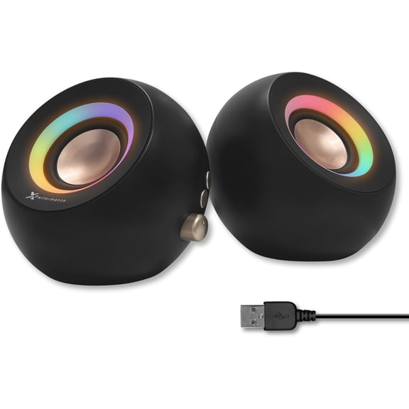 X9 Performance Black Computer Speakers for Desktop PC - Bluetooth, Aux, and USB Speakers with RGB Lighting for Desk Top, Laptops, Tablet