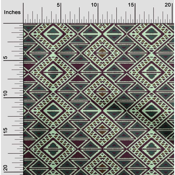 oneOone Cotton Poplin Fabric Geometric Flame Stitch Print Sewing Fabric BTY 42 Inch Wide