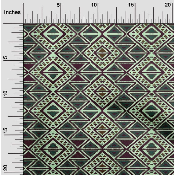 oneOone Organic Cotton Voile Fabric Geometric Flame Stitch Print Sewing Fabric BTY 42 Inch Wide