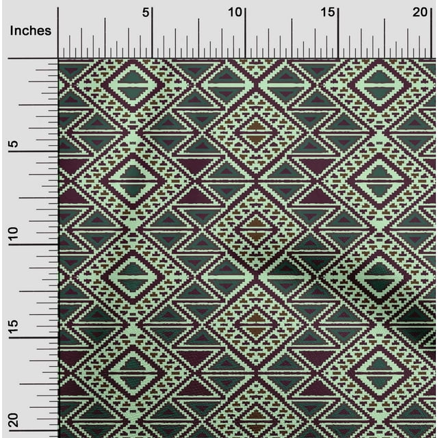 oneOone Viscose Chiffon Fabric Geometric Flame Stitch_Printed Fabric 1 Yard 42 Inch Wide