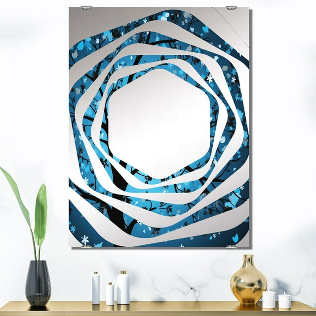 Designart "Reverie Under the Blue Moonlight Tree I" Tree Oversized Wall Mirror - Country Landscapes Bedroom Wall Mirror Large - Multiple Color Options