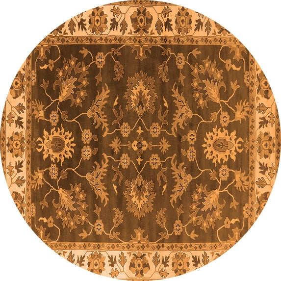 Ahgly Company Indoor Round Oriental Orange Industrial Area Rugs, 8' Round