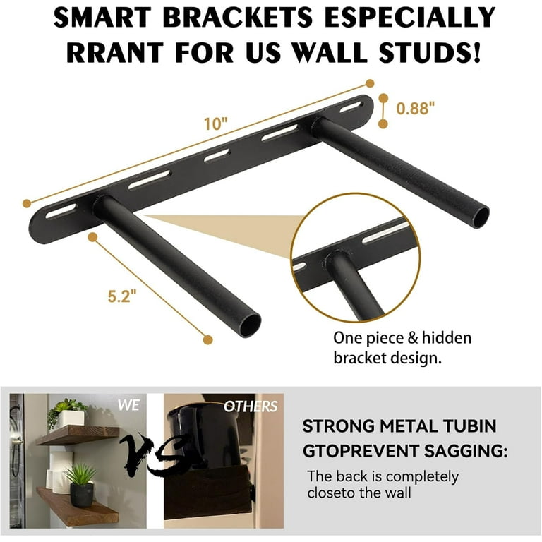 NIUBEST 16-Inch Floating Shelves – Rustic Farmhouse Style, Solid Wood, Easy Mount