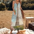 thumbnail image 2 of Blossoming Paris Eiffel Tower Sleeveless Dress Woman Fashion Long Dresses Women's Summer Suit Dress Summer 2025 Women, 2 of 7