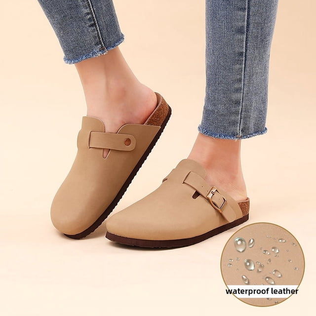 Zuecos de corcho y ante para mujer, sandalias de playa clásicas, zapatillas de ante y piel, zuecos de corcho peludo para hombre, zuecos de piel cómodos para el invierno