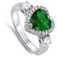 thumbnail image 4 of CHOOSE YOUR COLOR White CZ Heart Love Halo Promise Ring .925 Sterling Silver Band Green Female Size 7, 4 of 4