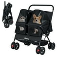 thumbnail image 1 of Gymax Poussette Double pour Animaux avec Porte-Bébé 2 Places, Pare-Soleil Réglable, Coussinet Amovible, 1 of 10