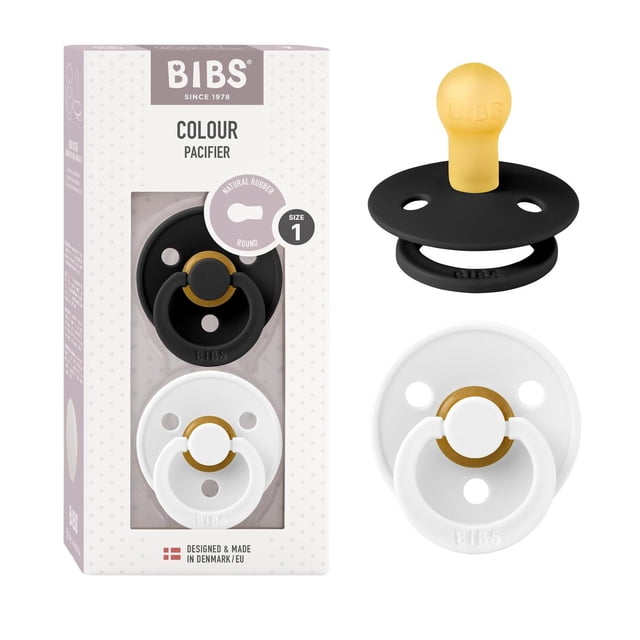 Chupones BIBS Black White Tetina Redonda de Látex Natural 0 a 6 Meses Pack de 2