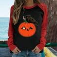 thumbnail image 1 of Hauts pour Femmes Chic Décontracté 2023 Mode Printemps Patchwork Imprimé Manches Longues Col Rond T-Shirt Décontracté Chandails à Capuchon Costumes d'Halloween pour Femmes en Liquidation, 1 of 5
