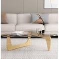 thumbnail image 3 of Modern coffee table, triangular tempered glass top, living room wooden inset table, 3 of 3