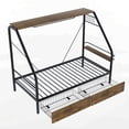 thumbnail image 4 of DreamBuck Twin Size Metal Bed Frame with 2 Drawers and Shelves, Platform Bed Frame with Clothes Rack, Heavy Duty Bed Frame for Bedroom, Drom, Small Room, Metal Slat Support, No Box Spring Needed, 4 of 9