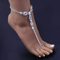 thumbnail image 2 of 2Pcs Diamond Foot Chain Barefoot Sandals Anklet with Toe Ring Rhinestone CZ Crystal Ankle Bracelet Ankle Chain Summer Beach Wedding Foot Jewelry Dainty Party Accessories, 2 of 7