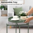 thumbnail image 2 of 2 Tier Metal Side Table with Removable Tray, Anti-Rust Green Nightstand for Bedroom Balcony, 2 of 7