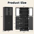 thumbnail image 6 of Spaco 63.5 inch Tall Kitchen Pantry Cabinet, Cabinet with Dual Tempered Glass Doors and Shelves, Cabinet for Indoor, Black, 6 of 9