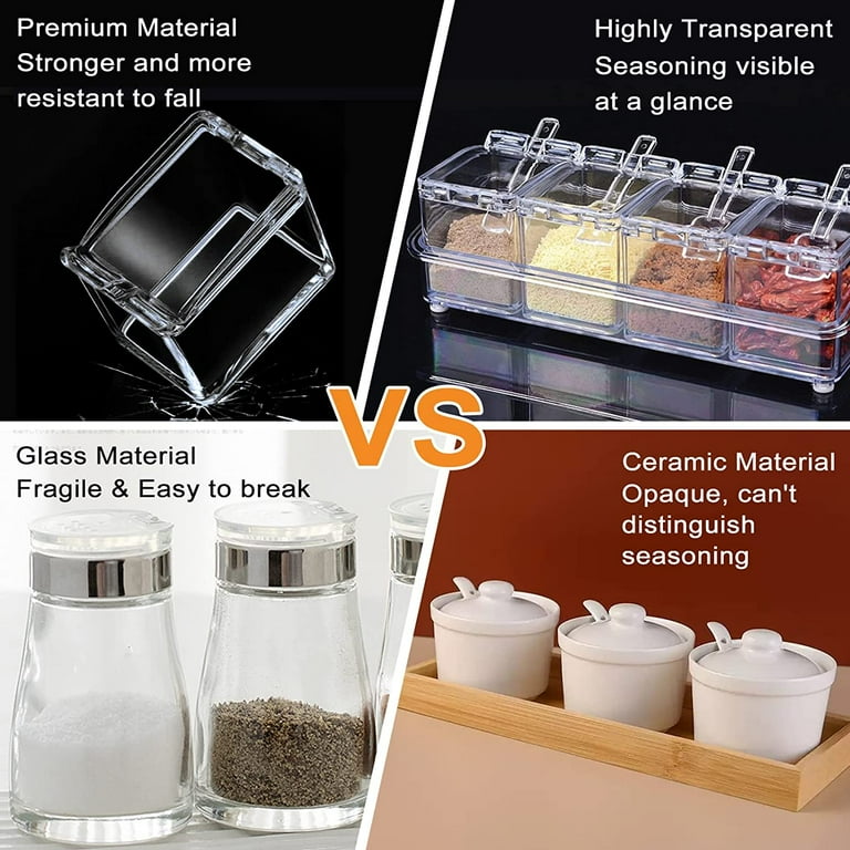 Clear Seasoning Box, Seasoning Rack Spice Pots, Plastic Storage