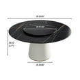 thumbnail image 4 of 59.05" Round Dining Table Faux Marble Dining Table for 8 People, 31.5"Artificial Stone Turntable with Beige Plywood PU Base for Dining Room Kitchen (Not Including Chairs), Black+White, 4 of 6