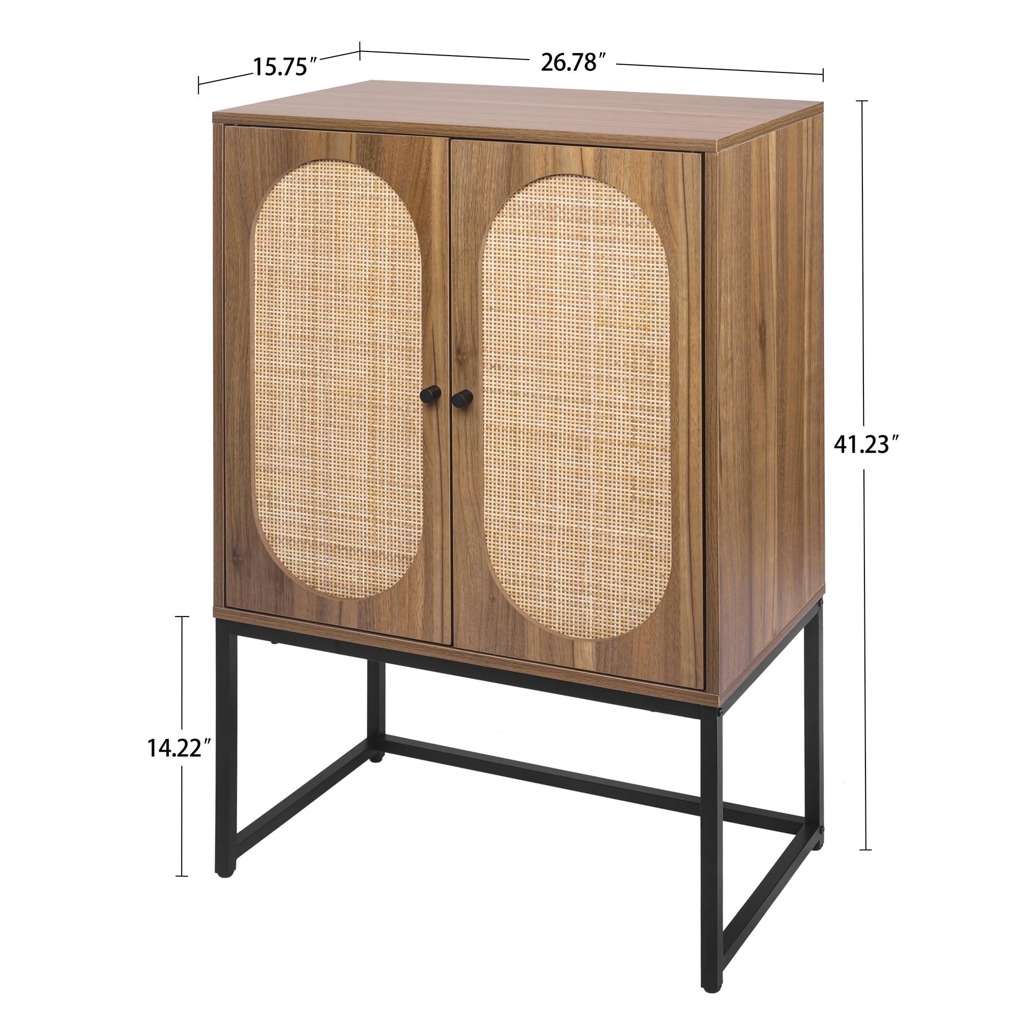 YYAo 2 Door Kitchen Cabinets, Easy Assembly Rattan Pantry Cabinets with Adjustable Shelf for Living Room Bedroom, Walnut YYAo 2 Door Kitchen Cabinets, Easy Assembly Rattan Pantry Cabinets with Adjustable Shelf for Living Room Bedroom, Walnut