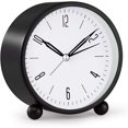 thumbnail image 1 of Reloj pequeño súper silencioso de 4 pulgadas con luz nocturna, funciona con pilas, diseño simple, para dormitorio, mesita de noche, oficina, (negro), 1 of 4