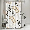 thumbnail image 2 of White Shower Curtain for Stall Bathroom Gold Black Eucalyptus Leaves Neutral Farmhouse Room Partition Home Decor Botanical Plants Waterproof Fabric RV Shower Curtains 36x72inches with Hooks, 2 of 6