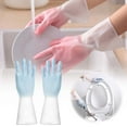 thumbnail image 2 of asddcavvf Gradient Color Kitchen Housework Gloves Clean Durable Laundry Clothes Latex Gloves Glass Soap for Kitchen with Sponge Holder Stainless Steel and Pans Rotating Organizer, 2 of 7