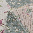 thumbnail image 6 of Chezmoi Collection Jolie 3-Piece Diamond Floral Patchwork 100% Vintage Washed Cotton Quilt Set, Queen, 6 of 7