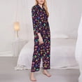 thumbnail image 3 of Fotbe Skull mushroom rainbow color Pattern Long Sleeve Pajama Set for Women,Sleepwear Set,2-piece Loungewear Set,Soft PJs Comfy Nightwear with Pockets -Small, 3 of 7