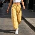 thumbnail image 5 of Tqcoqu Women's High Waist Polka Dot Barrel Jeans,Wide Leg Cropped Denim Pants with Pockets Casual Summer Trousers,Yellow Women's S-XL, 5 of 8