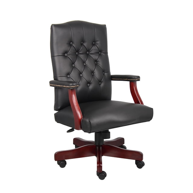 Boss Office Traditional High Back Faux Leather Tufted Executive Chair in Black