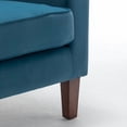 thumbnail image 3 of Sillón de mezcla de poliéster con patrones, marco de madera de abedul sólido con piernas cónicas marrones, silla de acento acolchada de espuma con detalle de adorno para la oficina de la sala de estar, 3 of 5