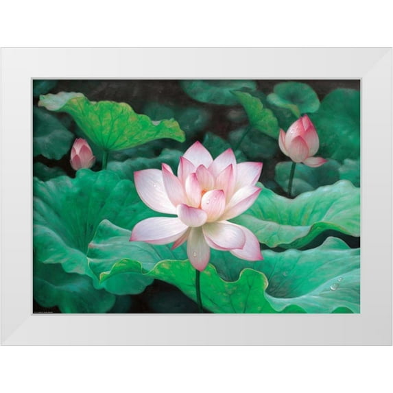 Chen Wu 24x18 White Modern Wood Framed Museum Art Print Titled - Water Lilly