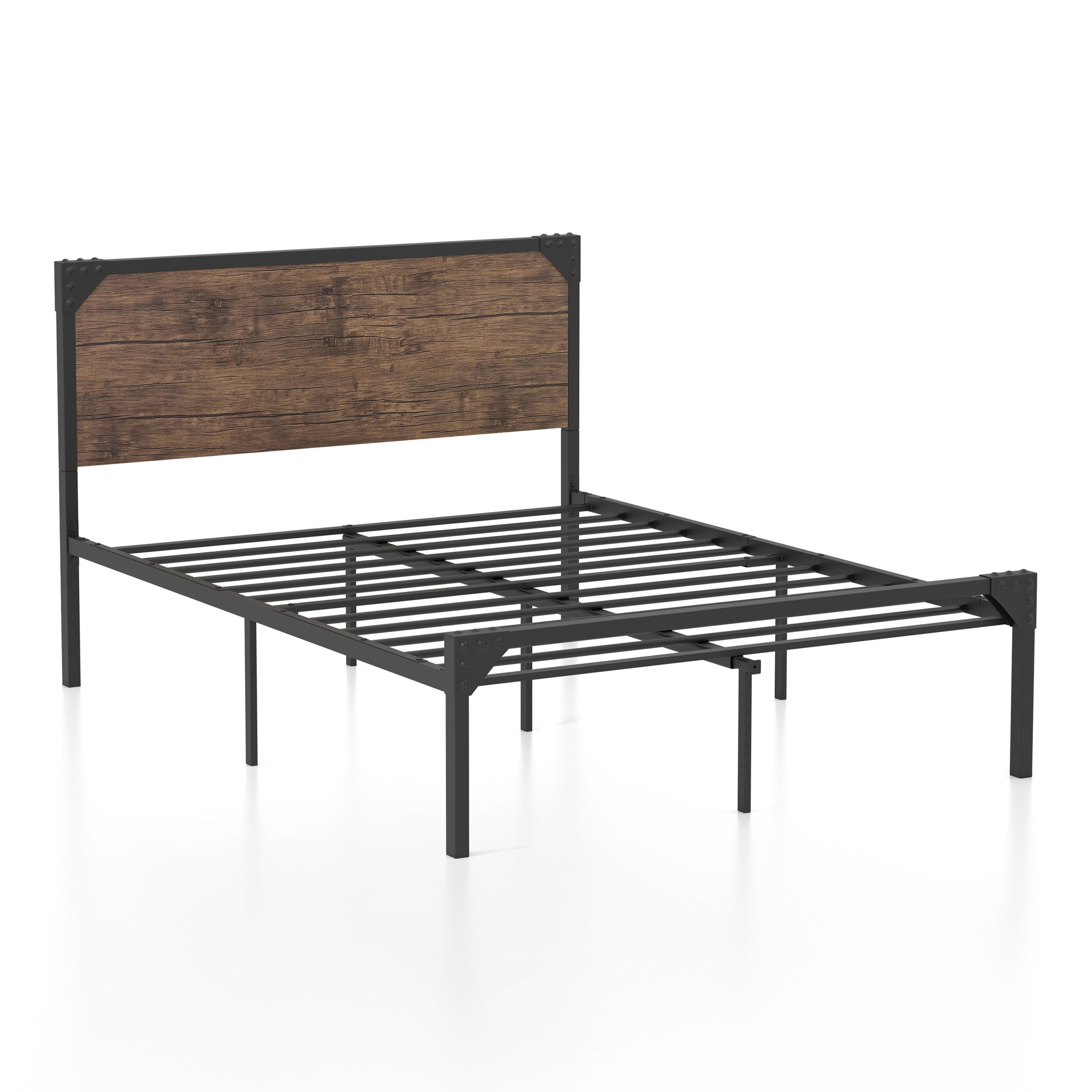 Furniture of America Fahr Industrial Steel Platform Bed, Full, Dark Brown