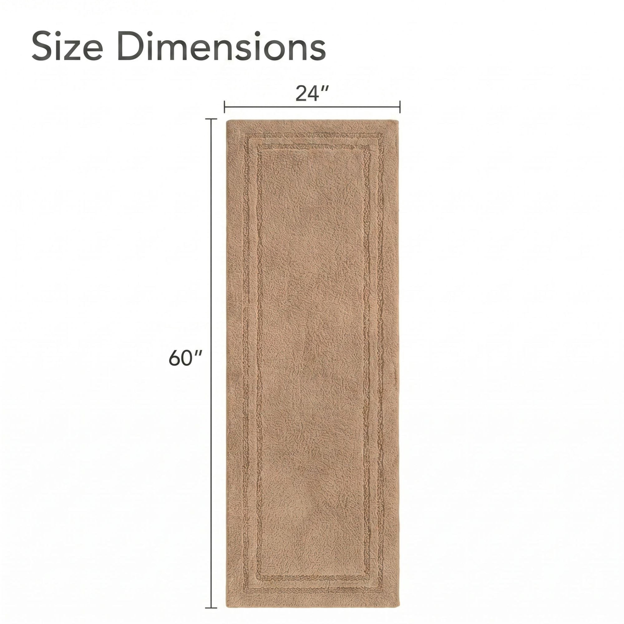 Superior Solid Bordered Cotton Washable Non-Slip Bath Rug, Runner Size, Latte