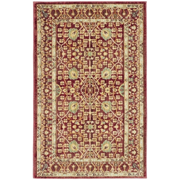 SAFAVIEH Valencia Weston Floral Bordered Polyester Area Rug, Red, 2' x 3'
