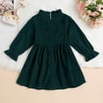 thumbnail image 4 of MEZZALL Infants Girls Long Sleeve Dresses Bowknot Ruffles Princess Dress Clothes Breathable Sundress, Green, 18-24 Months, 4 of 7