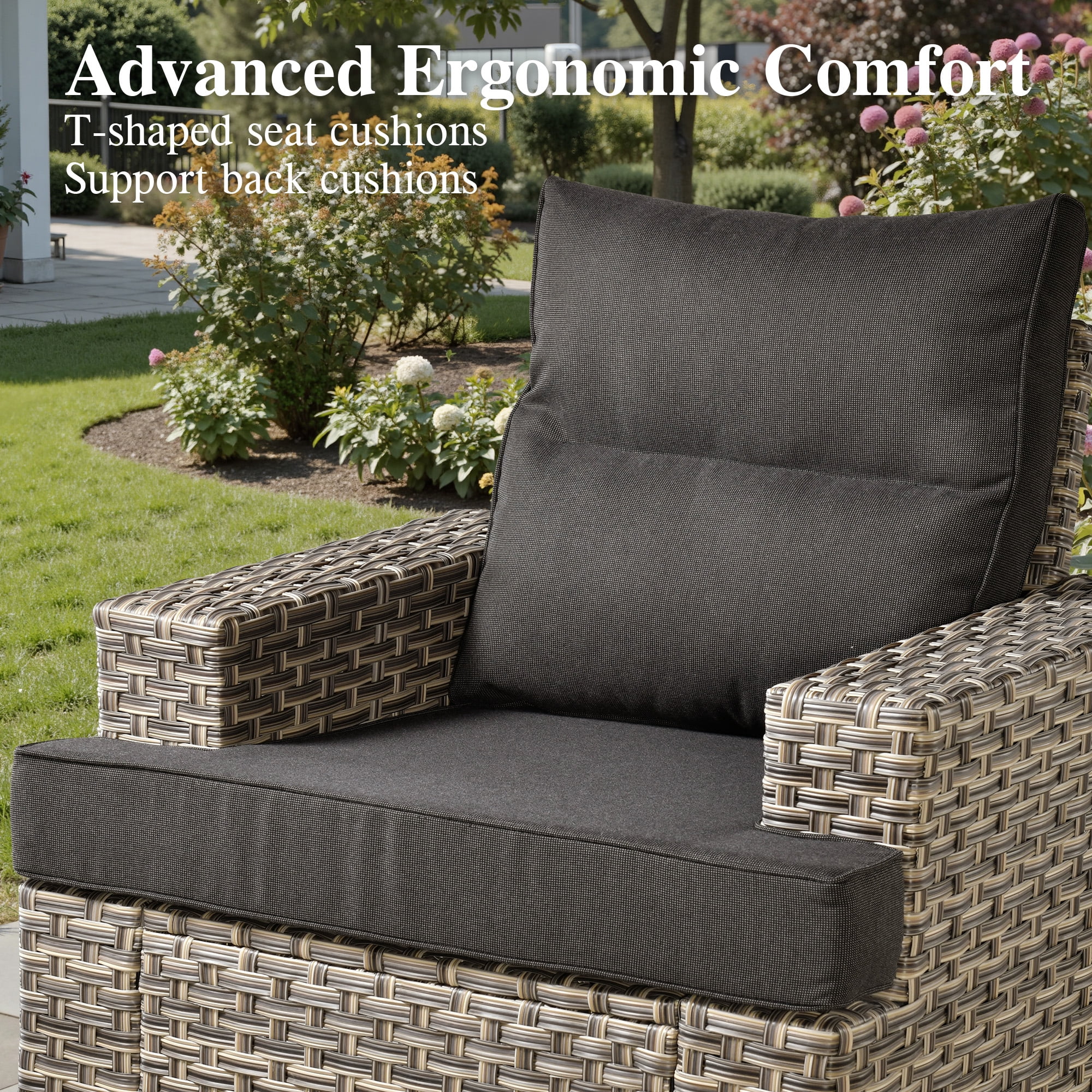 Ovios Patio Furniture Set 8 Pieces Patio Conversation Seating All-Weather Rattan Wicker Outdoor Sectionals with Swivel Rocking Chair for Backyard