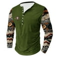 thumbnail image 3 of Miluxas Mens Distressed Henley Shirts Vintage Long Sleeve Shirts Casual Button Down V Neck T Shirts for Men Green, 3 of 4
