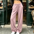 thumbnail image 2 of Ozmmyan Womens Fleece Wide Leg Sweatpants for Womens Drawstring Elastic Waist Baggy Lounge Pants with Pockets, 2 of 5