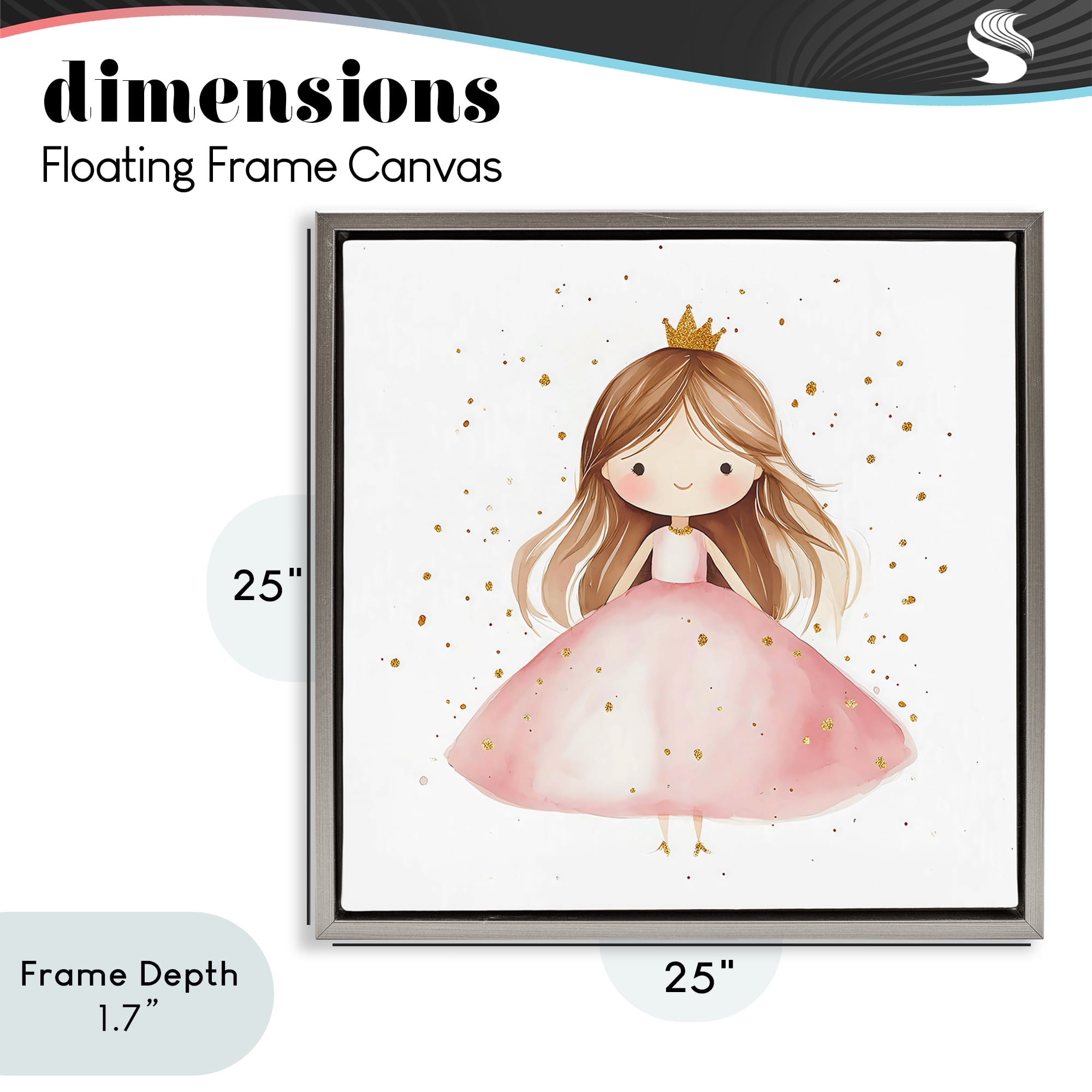 Stupell Industries Little Princess with Pink Gown Gray Framed Floater Canvas Wall Art, design by Creative Studio