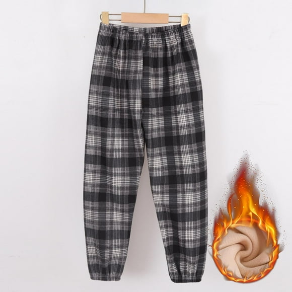 HAJGJP Boys Jogger Pajama Pants Long Plaid Pants Elastic Waistband Louge Pants With Pockets Pants Boys Dark Gray,2-3 Years