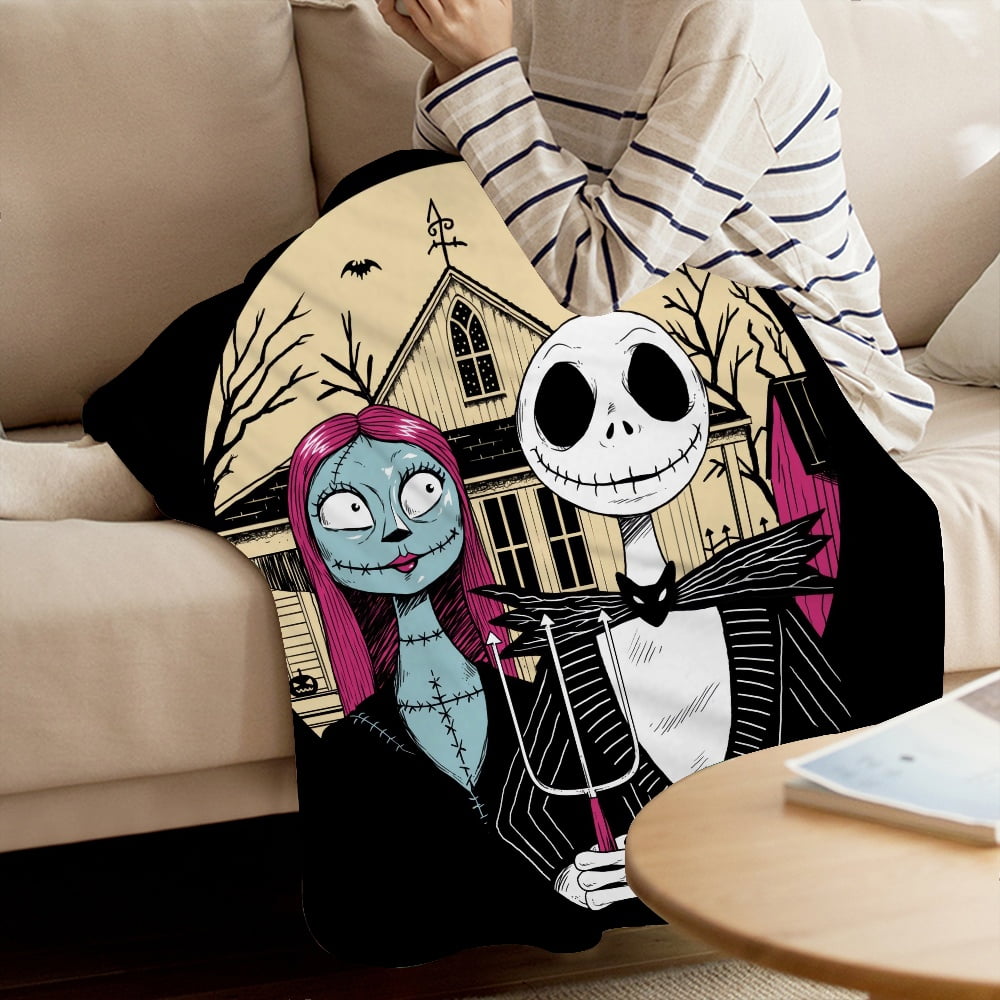 Jack Skellington Skeleton Sally Bean Blanket and Pillow Cover Throw Flano Blanket For Couch Throw Blanket Outdoor Blanket Small Throw Blankets Walmart