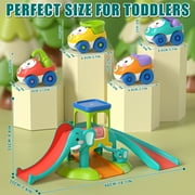 Toy Car for Kids, 5 in 1 Elephant Slide & Parking with 4 Push and Go Toy Cars, Toys for 2-3 Year Old, Toddler Toy Car, Learning Educational Toys for Boys Girls Best Birthday Gifts