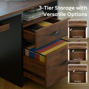 Bestier 55 inch Computer Desk with Storage Drawers & Keyboard Tray & File Drawer Home Office Desk Cherry