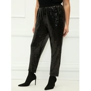 ELOQUII Elements Women's Plus Size Sequin Jogger Pants