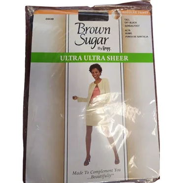 Brown Sugar Leggs Queen Size Ultra Ultra Sheer Tall / Off Black Sandalfoot Panties
